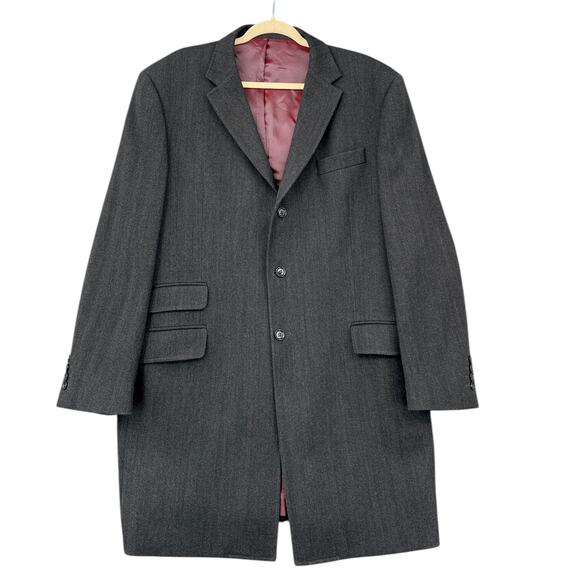 Austin Reed Charcoal Gray Single Breasted Notched Lapel Overcoat Size 44 Regular - Picture 1 of 9